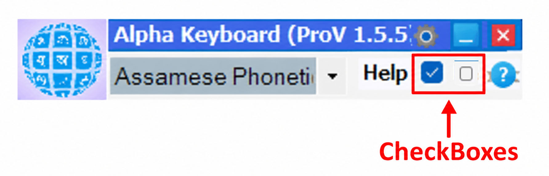 Alpha Keyboard Toolbar showing the two checkboxes