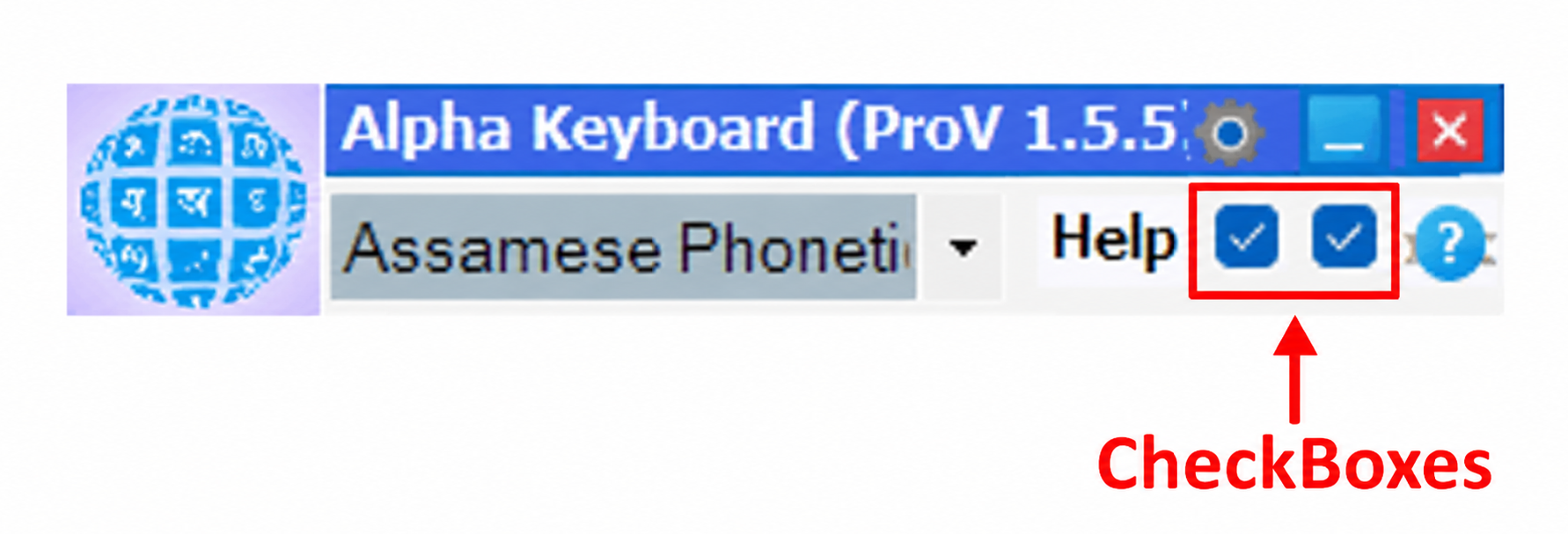 Alpha Keyboard Toolbar showing the two checkboxes